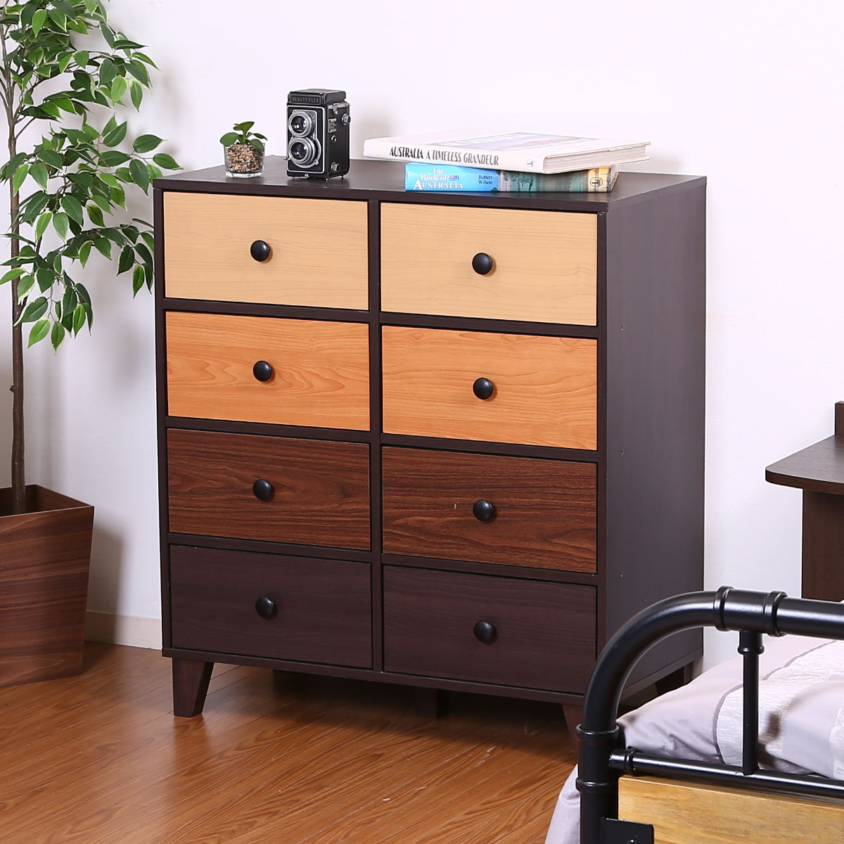 不二貿易（Fuji Boeki） チェスト 幅80cm 2列4段 北欧風 4カラー前板