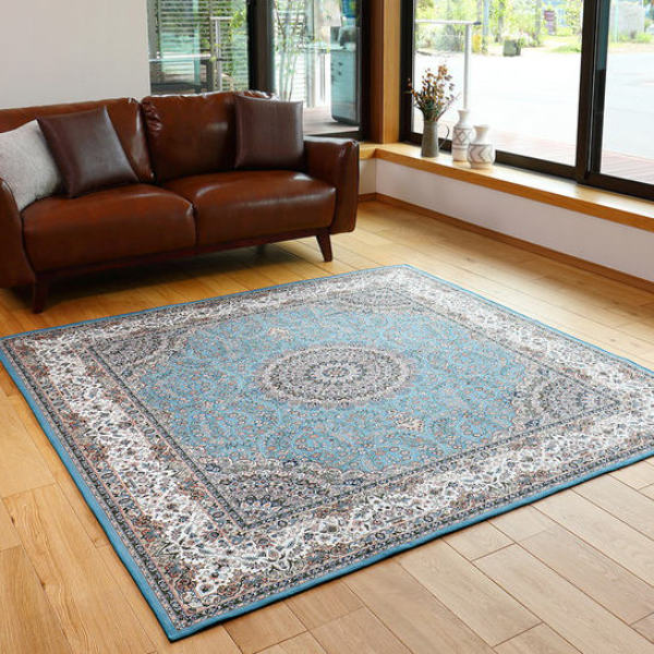 ラグ 230×230cm ラグマット 撥水加工付き 転写プリントラグ