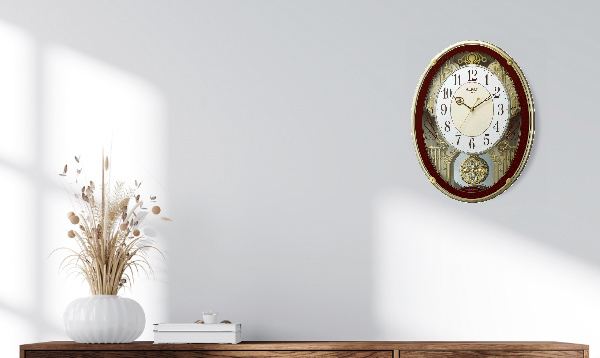 RHYTHM 振り子時計 スモールワールドプラウド 18曲収録 電波時計