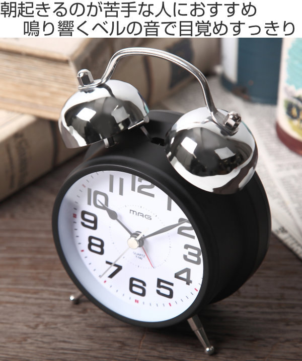 ノア精密 目覚まし時計 大音量 スヌーズ機能付き ライト付き ベルズ