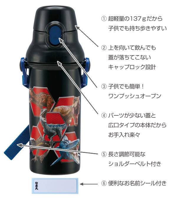 スケーター 水筒 直飲み プラスチック ジュラシックワールド 480ml
