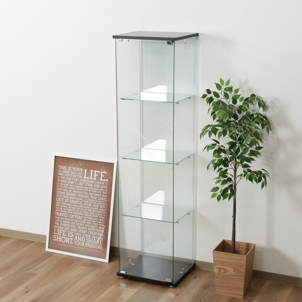 コレクションケース 4段 幅80cm 4面ガラス ショーケース （ ディスプレイケース ガラス製 ガラスケース 収納 キャビネット ）  コレクションケース 4段 幅80cm 4面ガラス ショーケース （ ディスプレイケース ガラス製 ガラスケース 収納 キャビネット ガラスキャビネット  ... C　4面ガラスの飾り棚