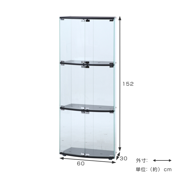 不二貿易（Fuji Boeki） ディスプレイケース 3段 4面ガラス ショー