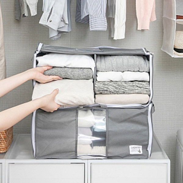 東和産業 収納袋 衣類 幅48×奥行32×高さ24cm Mサイズ 仕切り付き 収納