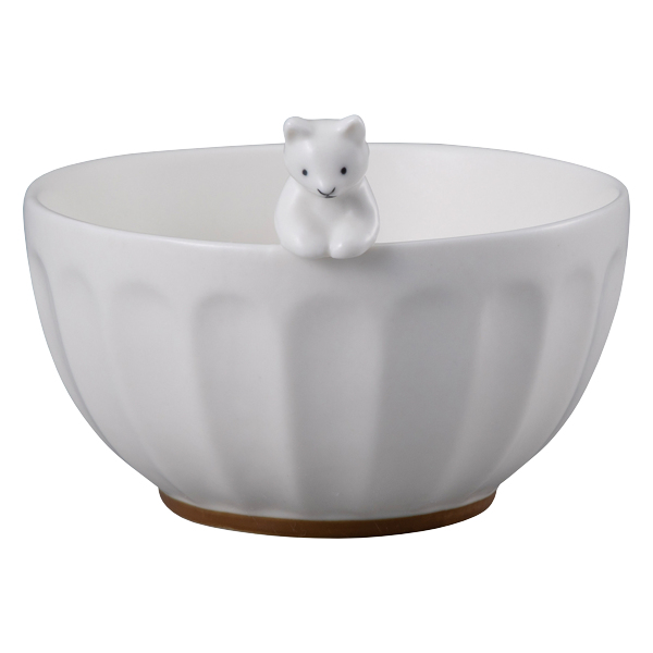 飯碗 茶碗 WHITEZOO フィギュア付き 皿 食器 磁器 （ お茶碗 立体 白