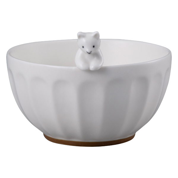 飯碗 茶碗 WHITEZOO フィギュア付き 皿 食器 磁器 （ お茶碗 立体 白 猫 ねこ アザラシ しろくま 動物 ）｜livingut｜02