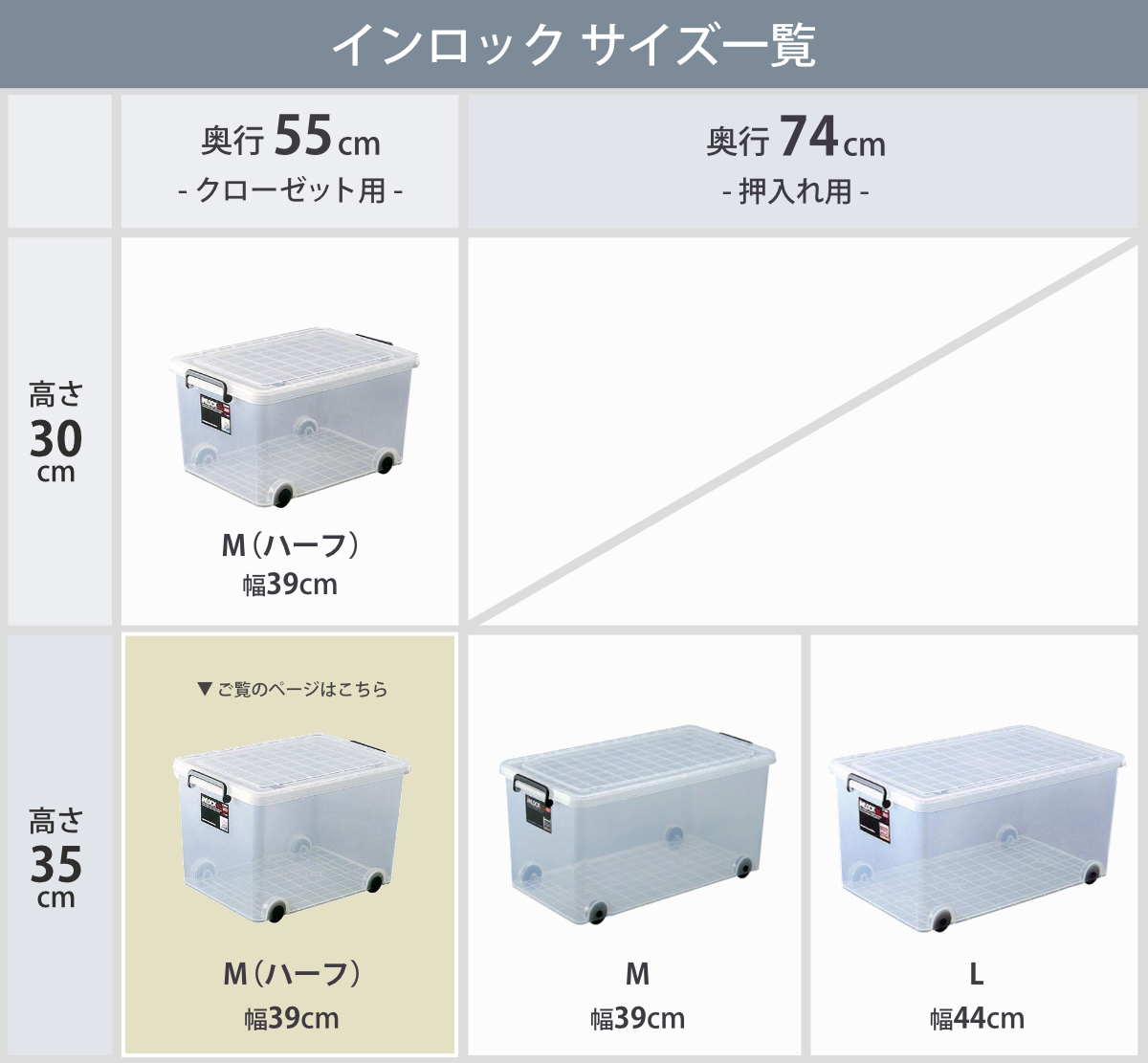 天馬 収納ケース 衣装ケース クローゼット用 インロック 350M（ハーフ