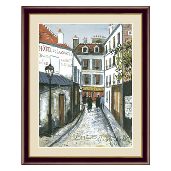 絵画 『ベルヴィルの通り』 52×42cm モーリス・ユトリロ 額入り 巧芸画