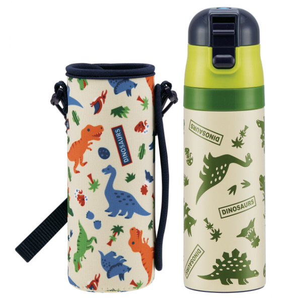 スケーター 水筒 キッズ 直飲み ステンレス カバー付 ディノサウルス