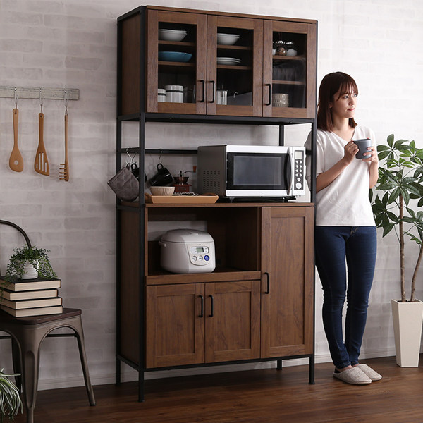 美品　大型食器棚　防振ストッパー付き ホームテイスト（HOME taste） 食器棚 幅93.5cm カップボード