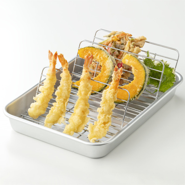 調理器具深めバット ステンレスバット 網セット 深型 (15枚取サイズ) 30cm×24cm 業務用 角