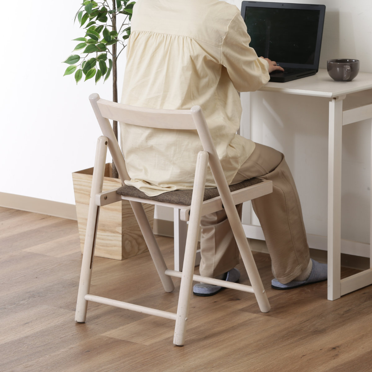 不二貿易（Fuji Boeki） デスクチェア 折りたたみ 座面高43cm 木製