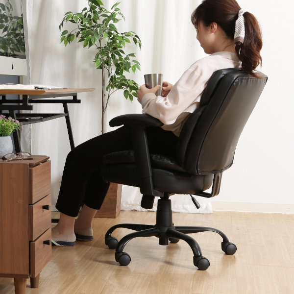 不二貿易（Fuji Boeki） デスクチェア 座面高44〜52cm レザー調