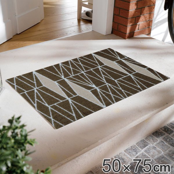 玄関マット 50×75cm 厚さ 6mm 屋内兼用 wash＋dry A Ampiezza brown （ 屋外 屋内 兼用 薄型 洗える キッチン ラグ ドアマット 滑り止め おしゃれ ） | クリーンテックス・ジャパン