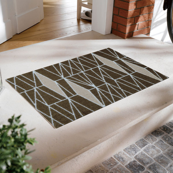 玄関マット 50×75cm 厚さ 6mm 屋内兼用 wash＋dry A Ampiezza brown （ 屋外 屋内 兼用 薄型 洗える キッチン ラグ ドアマット 滑り止め おしゃれ ） | クリーンテックス・ジャパン | 09