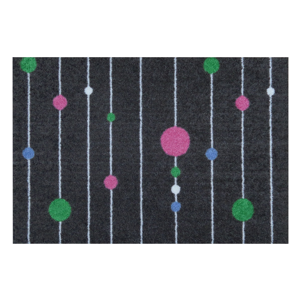 玄関マット 50×75cm 厚さ 6mm 屋内兼用 wash＋dry Circles on Lines Grey （ 屋外 屋内 兼用 薄型 洗える キッチン ラグ ドアマット 滑り止め おしゃれ ） | クリーンテックス・ジャパン | 02