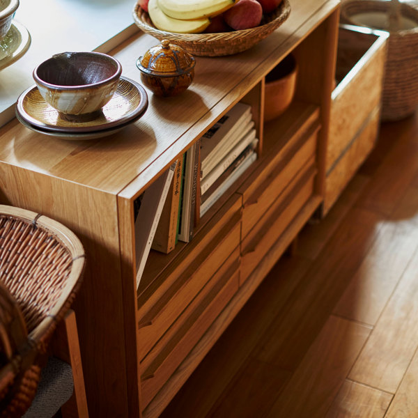 東谷 チェスト 2段 オープン棚 北欧風 天然木 TIMO 幅100cm （ 収納