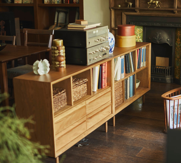 東谷 チェスト 2段 オープン棚 北欧風 天然木 TIMO 幅100cm （ 収納