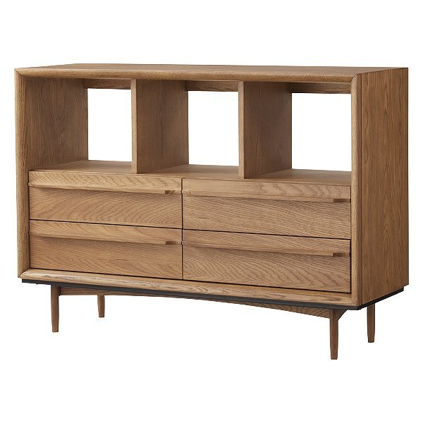 東谷 チェスト 2段 オープン棚 北欧風 天然木 TIMO 幅100cm （ 収納