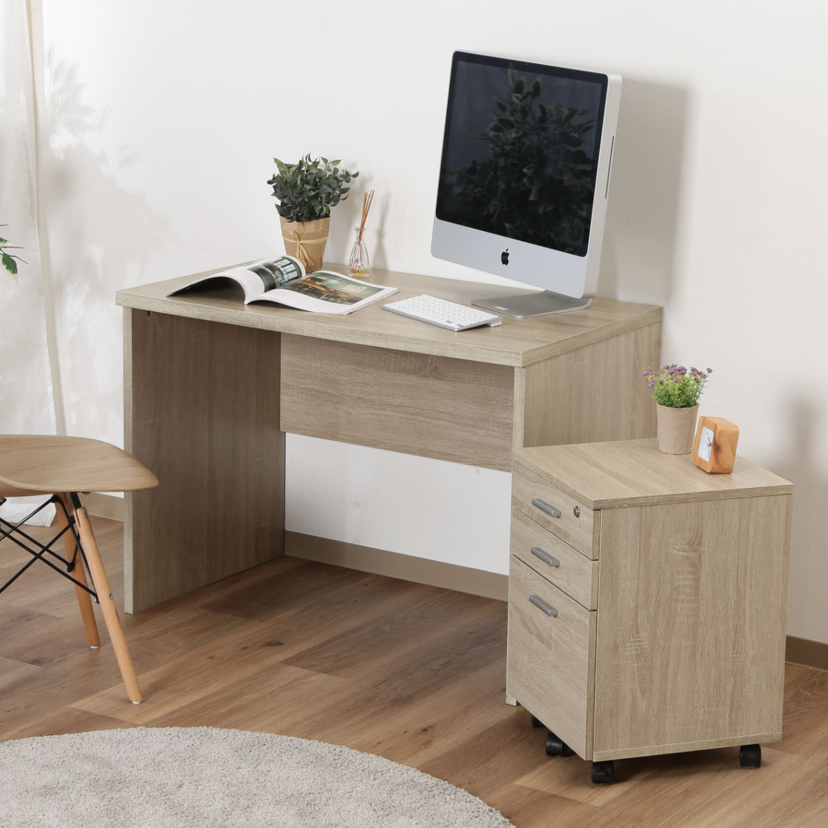 不二貿易（Fuji Boeki） ワークデスク チェスト 2点セット 幅101cm