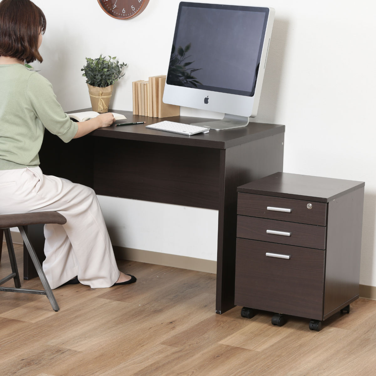 不二貿易（Fuji Boeki） ワークデスク チェスト 2点セット 幅101cm