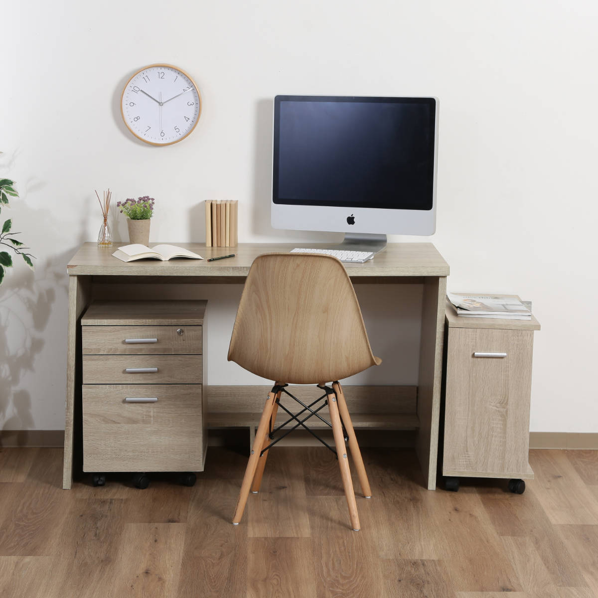 不二貿易（Fuji Boeki） ワークデスク チェスト ラック 3点セット 幅