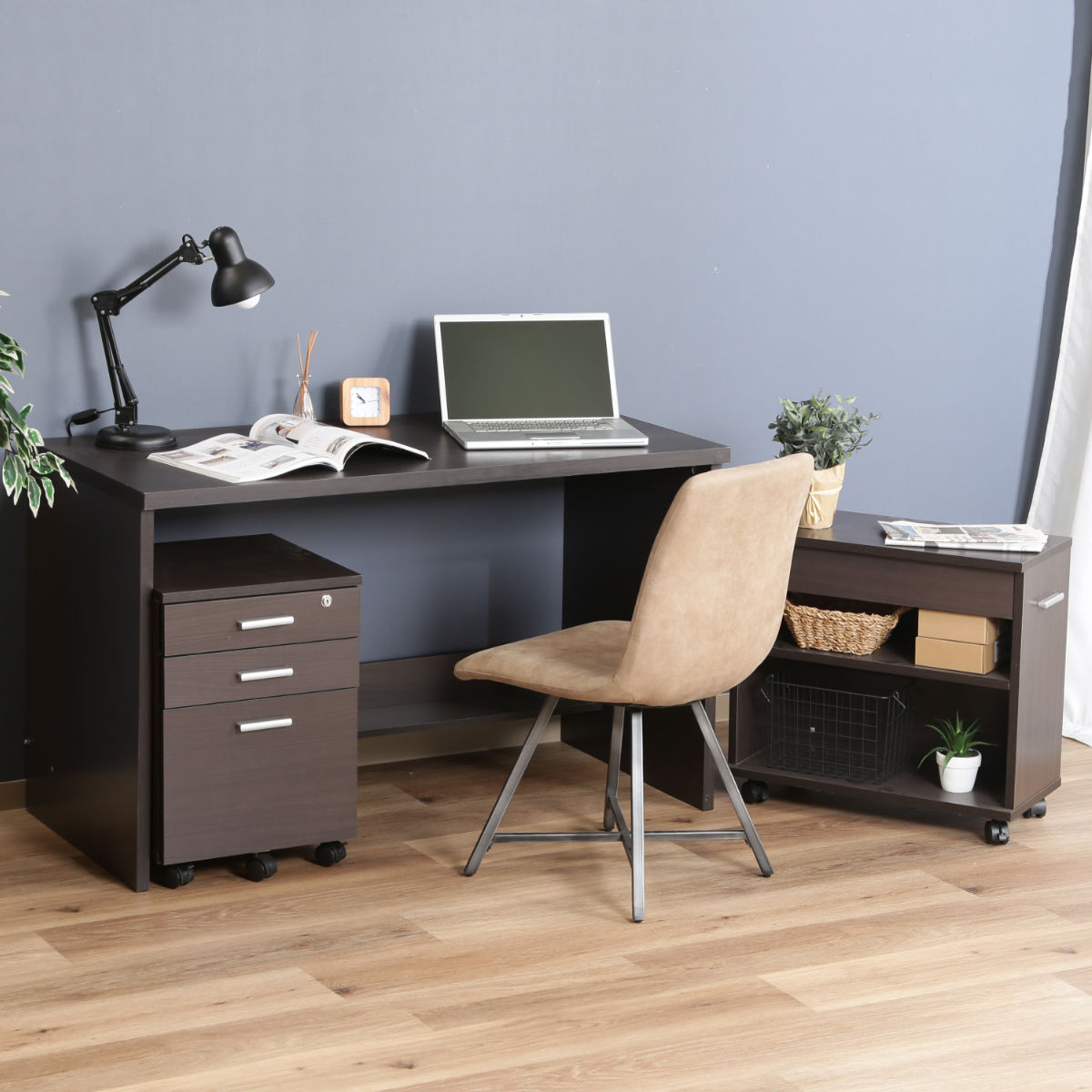 不二貿易（Fuji Boeki） ワークデスク チェスト ラック 3点セット 幅