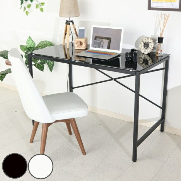 不二貿易（Fuji Boeki） デスク 幅110cm ガラス 机 ガラス天板 ワーク