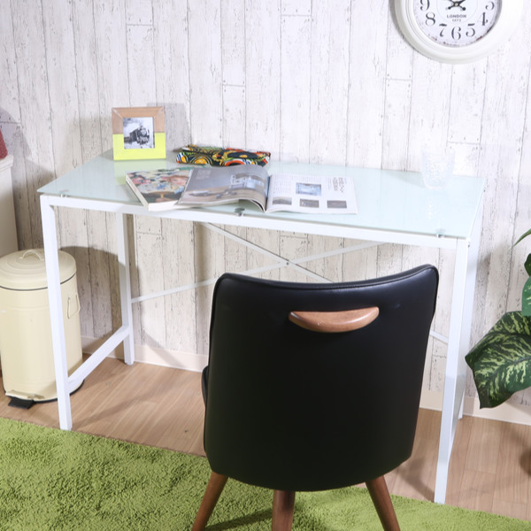 不二貿易（Fuji Boeki） デスク 幅110cm ガラス 机 ガラス天板 ワーク