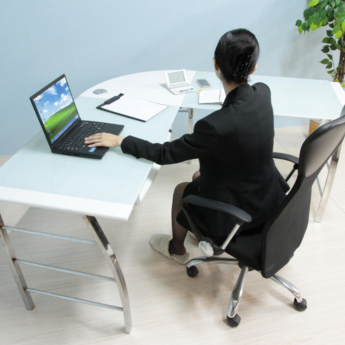 不二貿易（Fuji Boeki） ワークデスク L字デスク 幅156cm パソコン