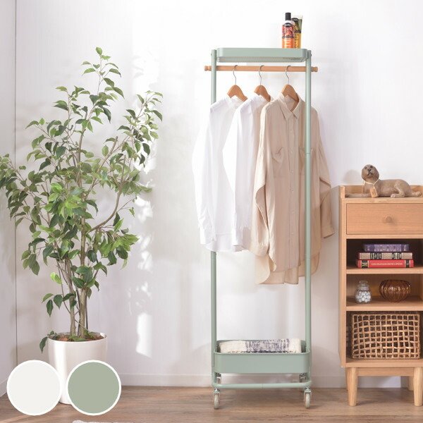 東谷 スリム ハンガーラック 北欧風 上棚付 スチール製 幅55cm