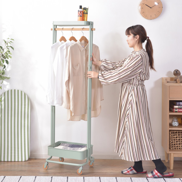 東谷 スリム ハンガーラック 北欧風 上棚付 スチール製 幅55cm