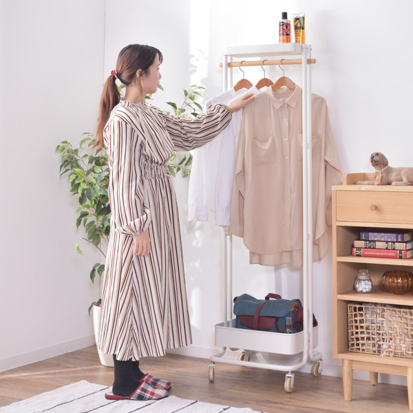 東谷 スリム ハンガーラック 北欧風 上棚付 スチール製 幅55cm