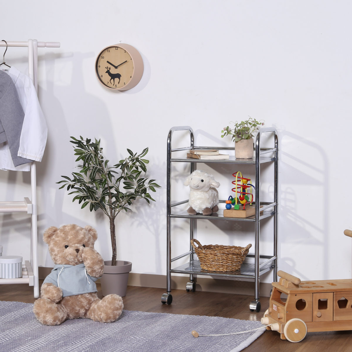 不二貿易（Fuji Boeki） キッチンワゴン 幅40cm 3段 クロム仕上げ