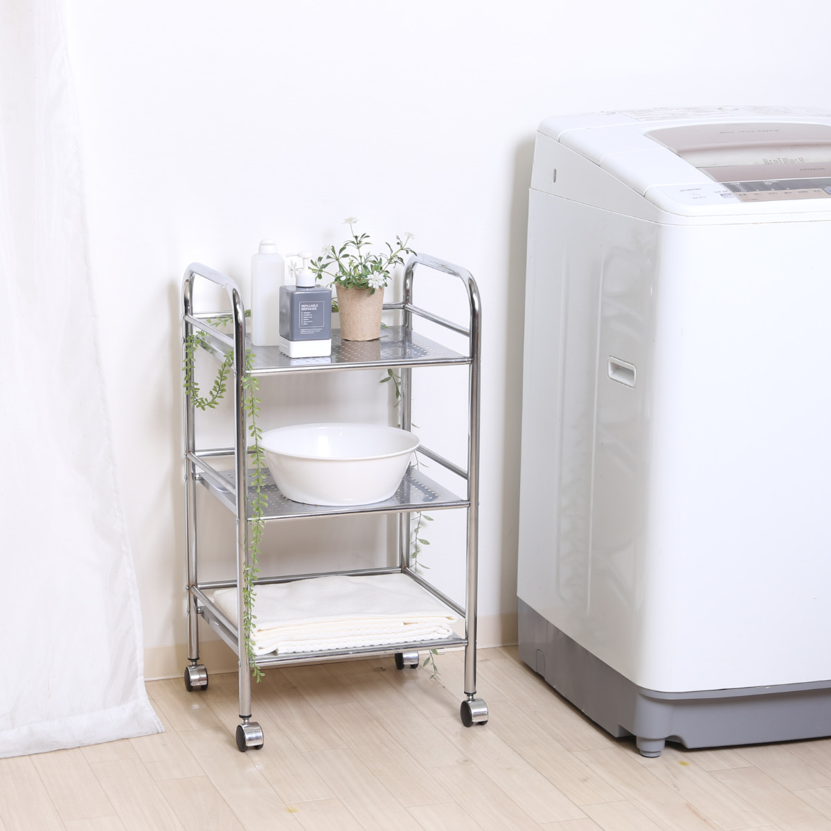 不二貿易（Fuji Boeki） キッチンワゴン 幅40cm 3段 クロム仕上げ