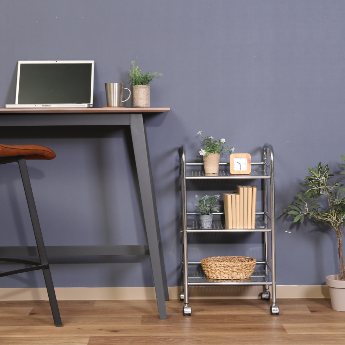 不二貿易（Fuji Boeki） キッチンワゴン 幅40cm 3段 クロム仕上げ