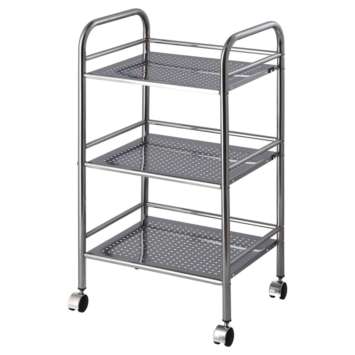 不二貿易（Fuji Boeki） キッチンワゴン 幅40cm 3段 クロム仕上げ