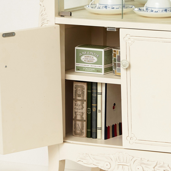 クロシオ ガラスキャビネット クラシック調 マホガニー材 幅60cm