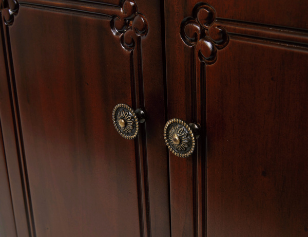 クロシオ ガラスキャビネット クラシック調 マホガニー材 幅60cm