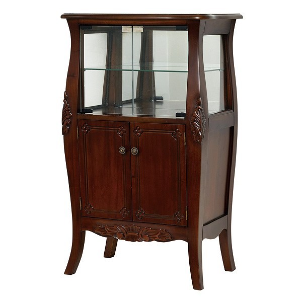 クロシオ ガラスキャビネット クラシック調 マホガニー材 幅60cm