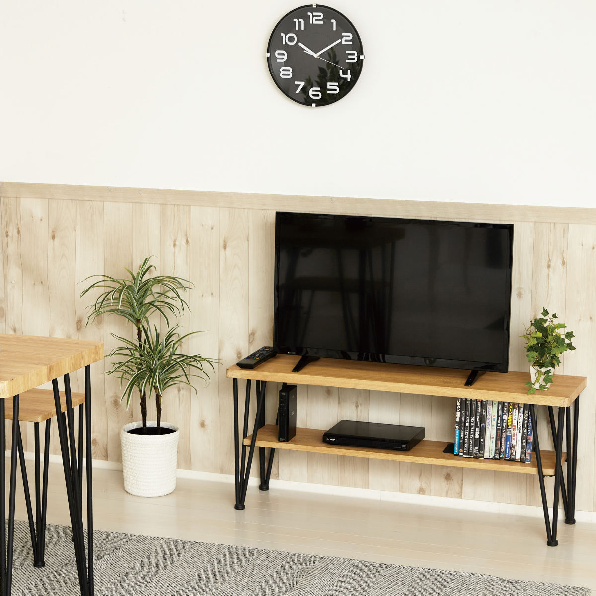 クロシオ テレビ台 ローボード ヴィンテージ調 スチール脚 ART 幅105cm