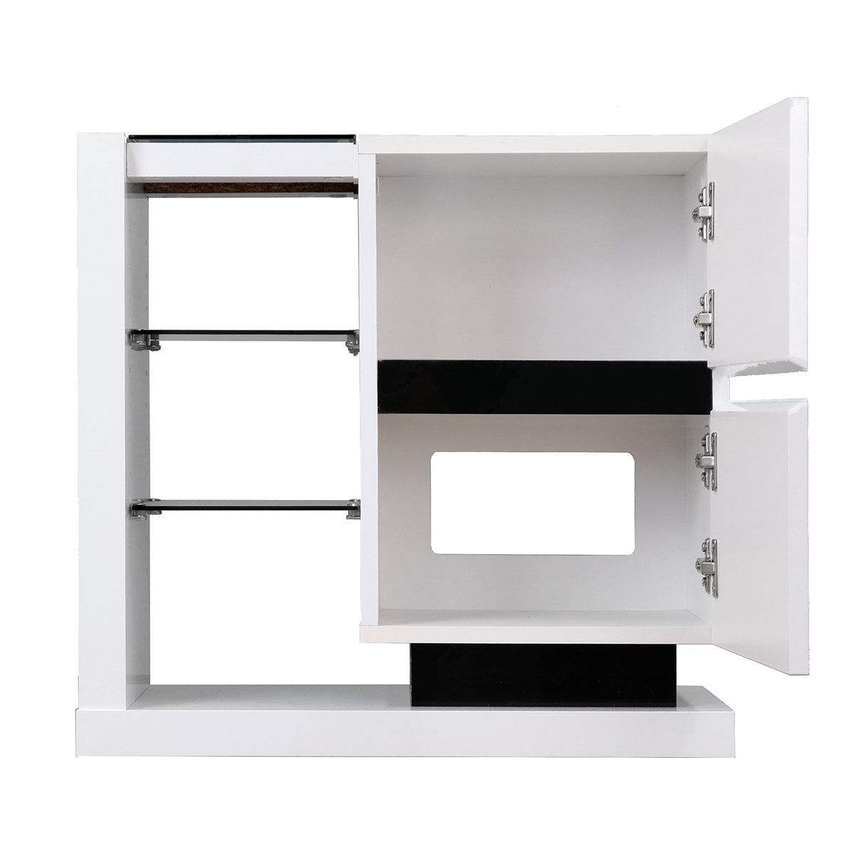 キャビネット 扉付きラック 鏡面仕上げ スタイリッシュモノトーン 幅