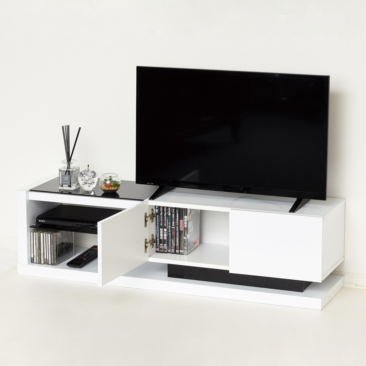 鏡面　テレビボード　W120　テレビ台　ラック　収納棚　スタイリッシュ　おしゃれ テレビ台 ローボード 鏡面仕上げ スタイリッシュモノトーン 幅120cm