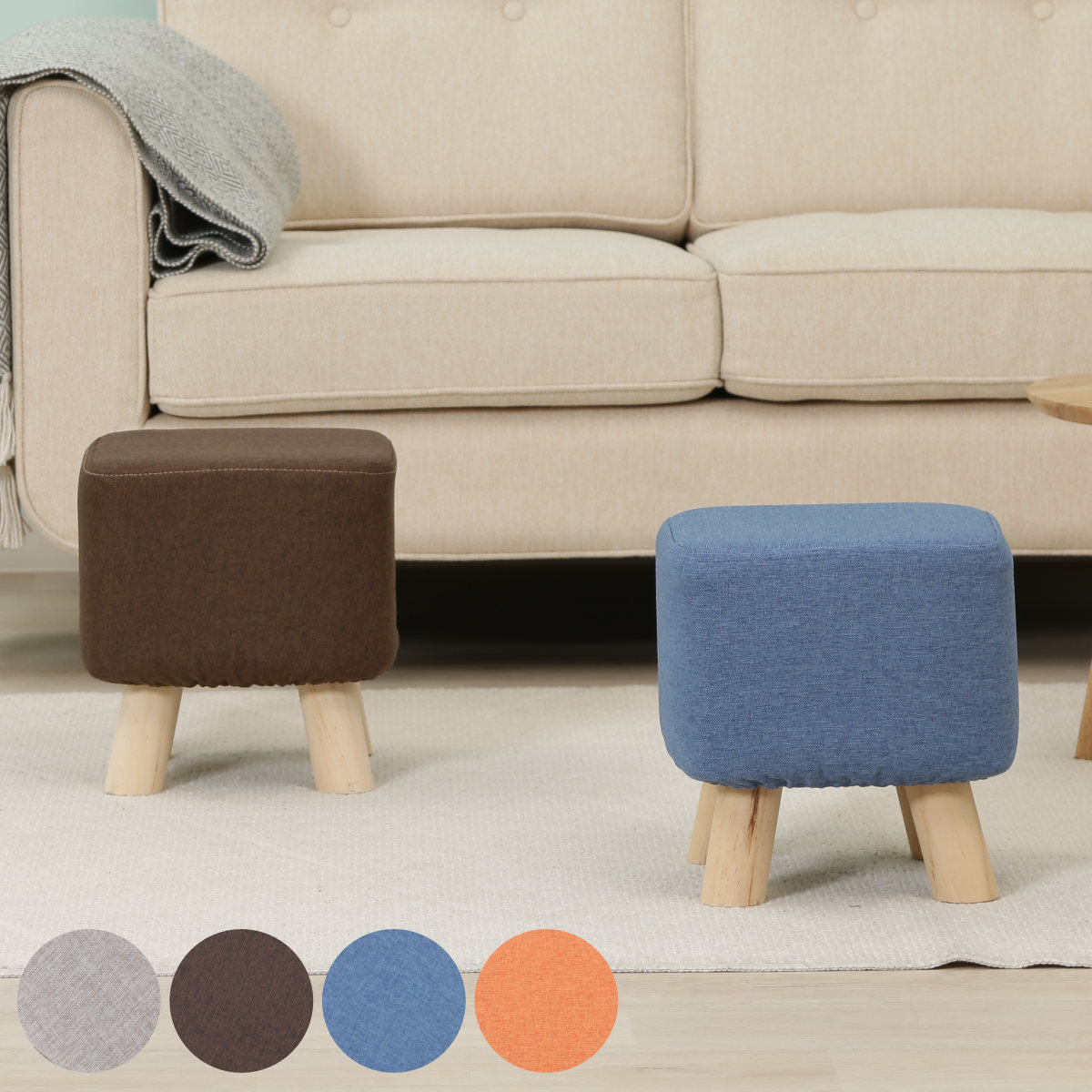 不二貿易（Fuji Boeki） スツール 木製 角型 幅26.5cm ミニスツール