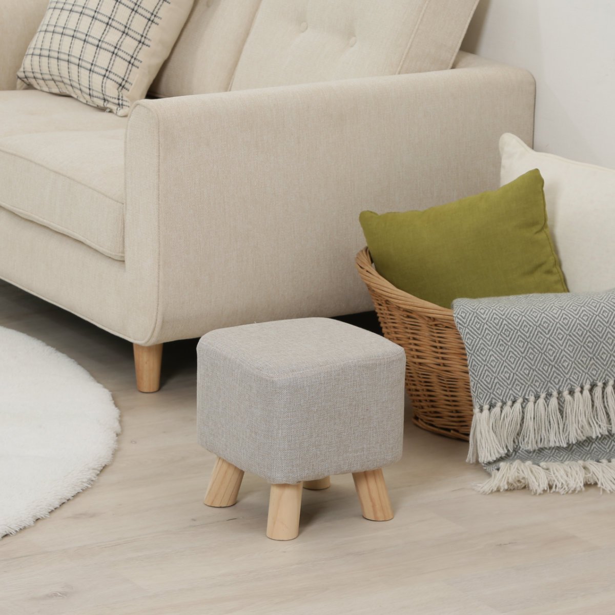 不二貿易（Fuji Boeki） スツール 木製 角型 幅26.5cm ミニスツール