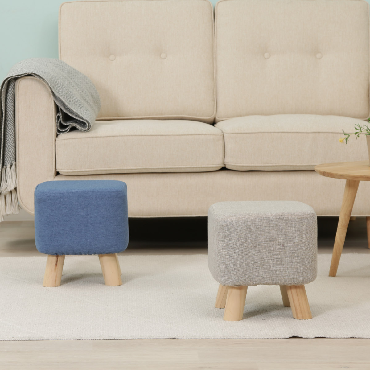 不二貿易（Fuji Boeki） スツール 木製 角型 幅26.5cm ミニスツール