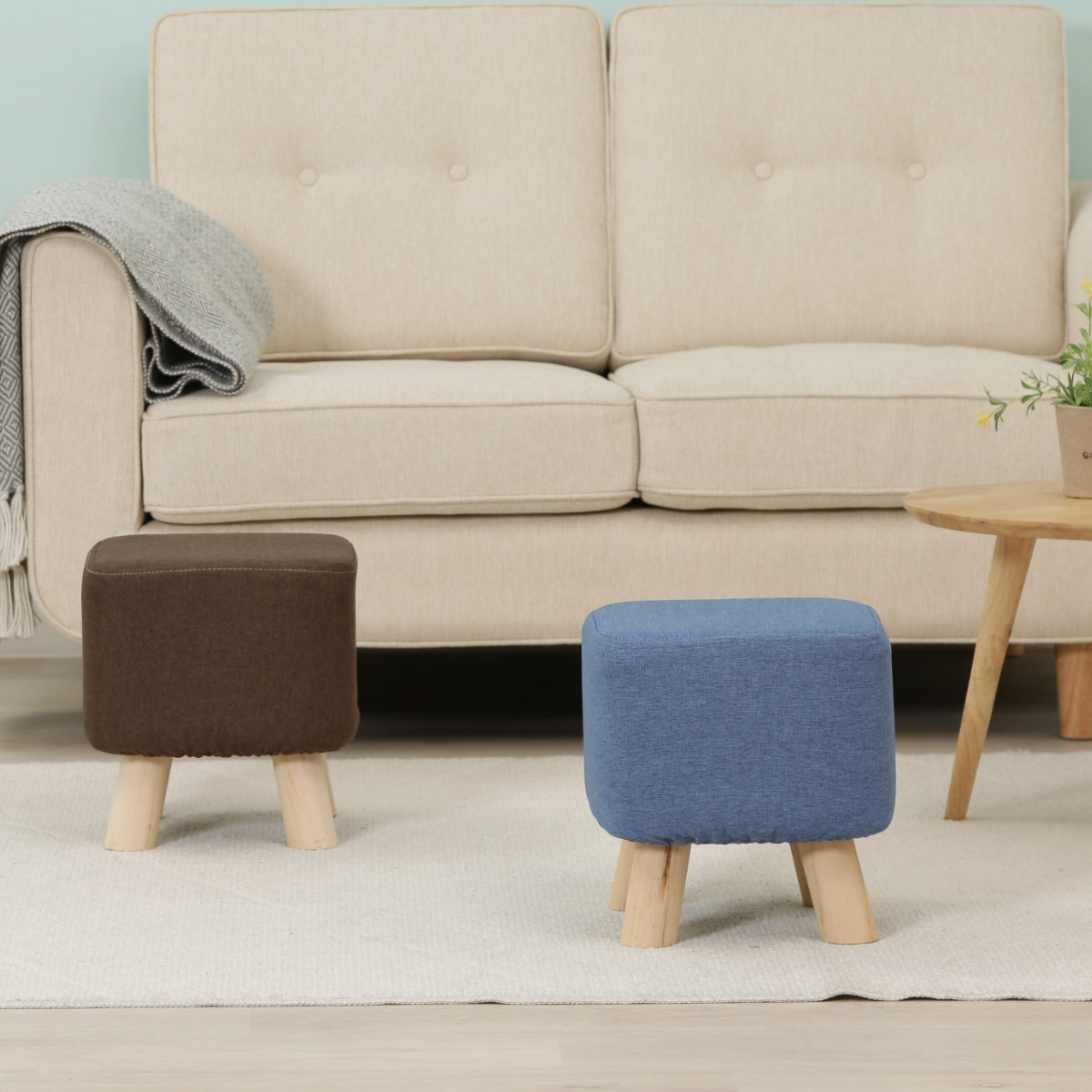 不二貿易（Fuji Boeki） スツール 木製 角型 幅26.5cm ミニスツール