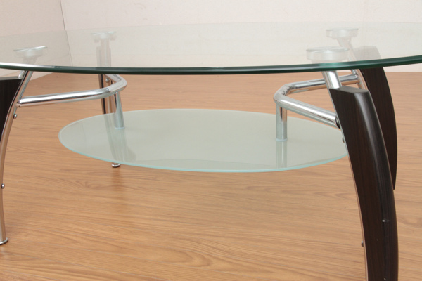 ガラステーブル 幅110cm センターテーブル 強化ガラス ラック 棚付き 