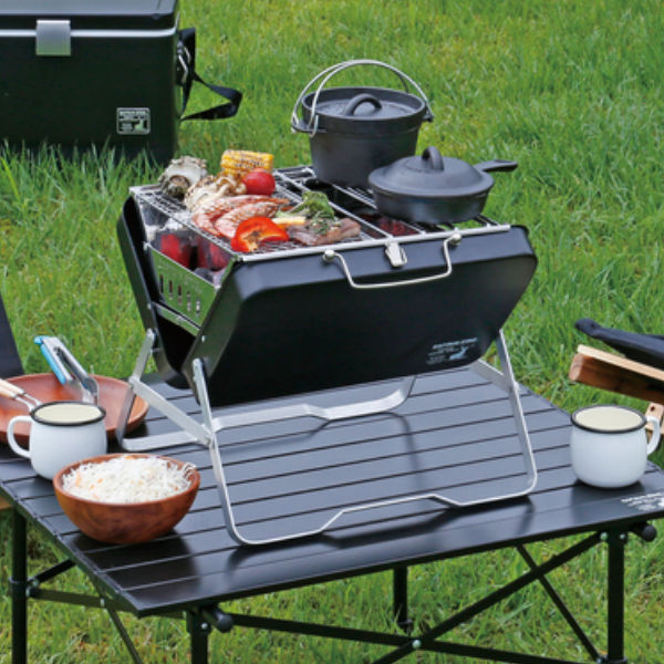 パール金属 アウトドア コンロ グリル V型ファイアグリル ブラック
