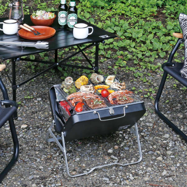 パール金属 アウトドア コンロ グリル V型ファイアグリル ブラック